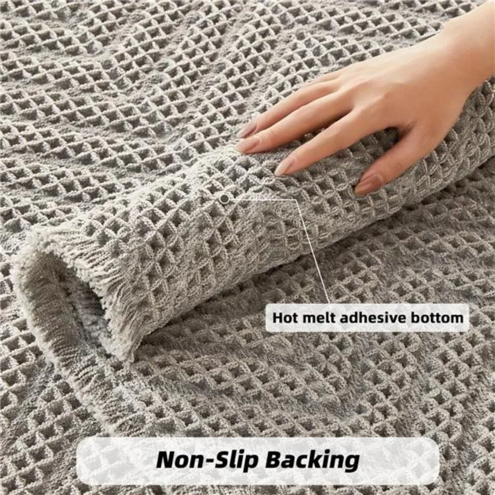 Bath Rugs,Upgraded Waffle Bath Mat,Super Absorbent Boho Bath Rug Non Slip Bath